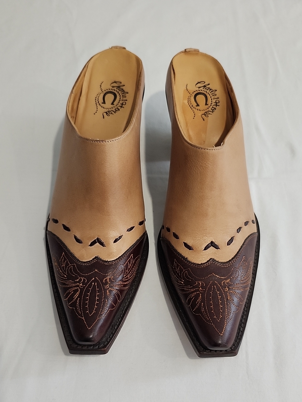 Charlie 1 Horse by Lucchese Mules Bootie Slides Size 8.5 Western Upscale Leather - Picture 3 of 8